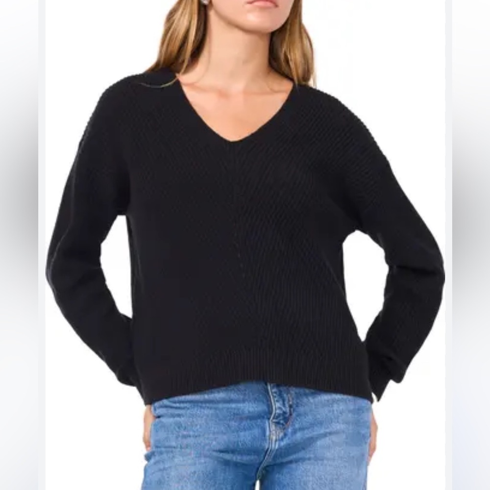 NWT 1.State Knit Diagonal Rib V-Neck Sweater